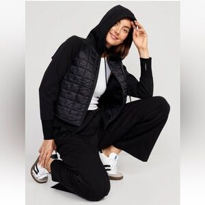 OLD NAVY BLACK Zip Up Long Sleeve Soft Slouchy Dynamic Fleece Hybrid Hoodie  XXL